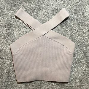 Women’s Cross-Back Ribbed Crop Top in Light purple
